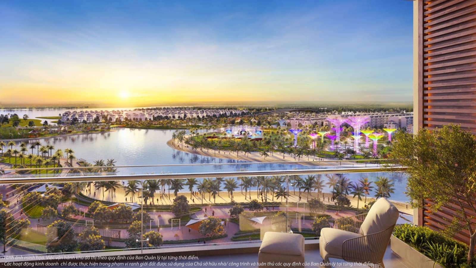 Căn hộ Glory Heights được thiết kế với ban công kính tràn panorama mang vẻ đẹp sang trọng và mở ra không gian thoáng đạt.