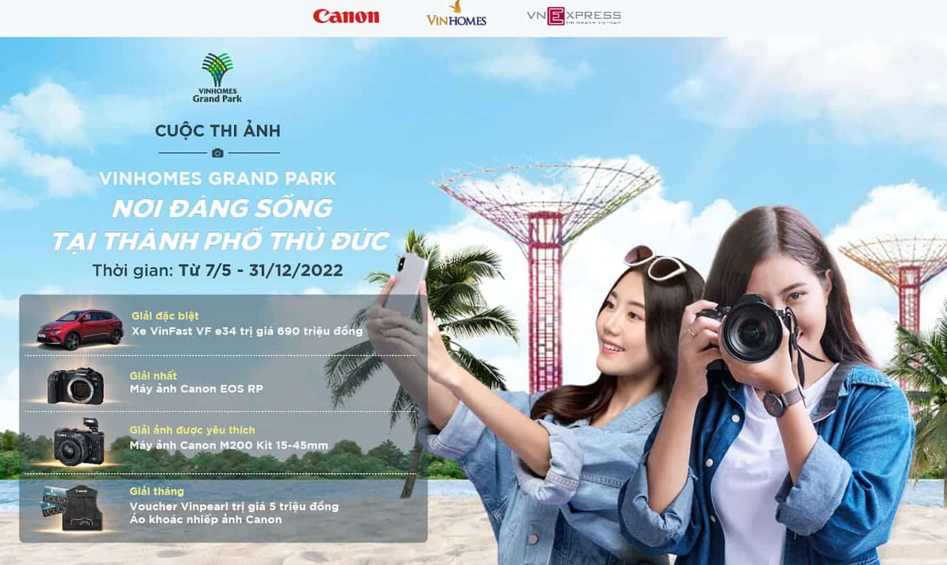Cơ cấu giải thưởng của cuộc thi ảnh Vinhomes Grand Park - Nơi đáng sống tại TP Thủ Đức.