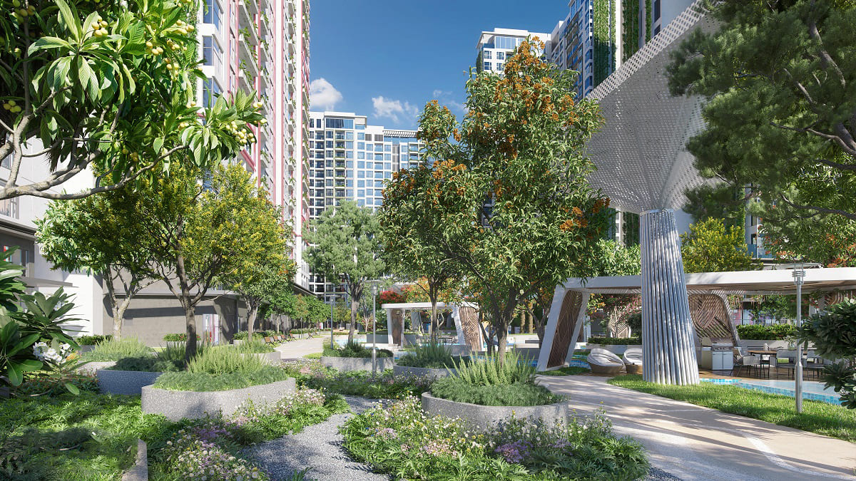 Mảng xanh tại khuôn viên dự án Lumière Boulevard.