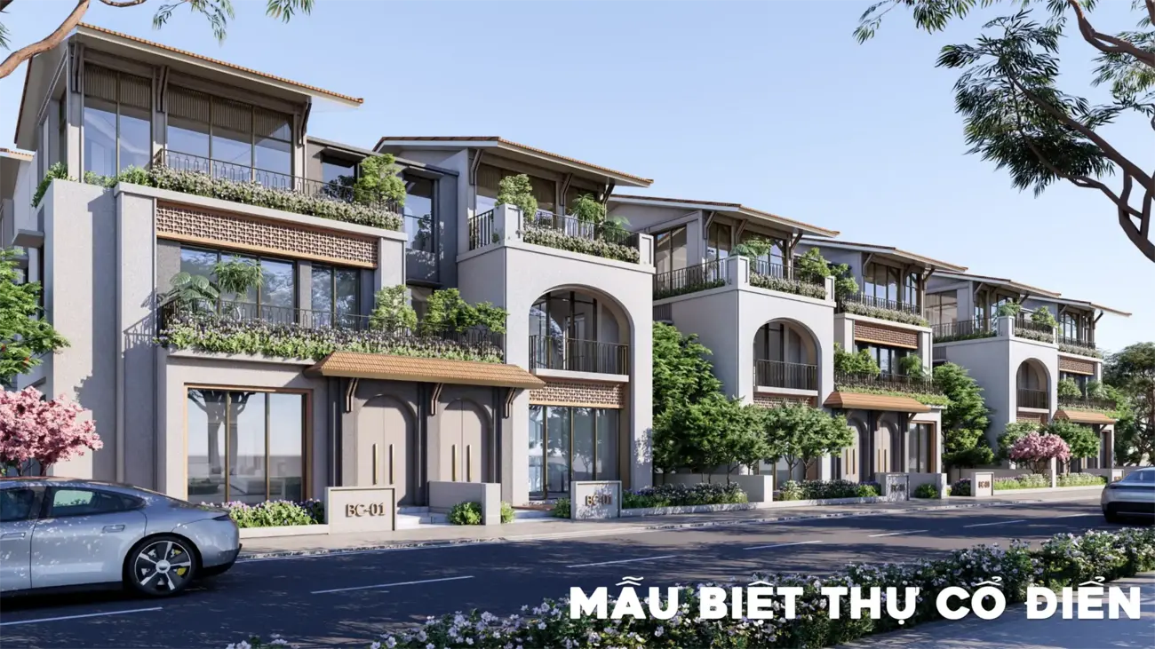 Biệt thự cổ điển sang trọng, tinh tế mang kiến trúc hoài cổ kết hợp hiện đại.